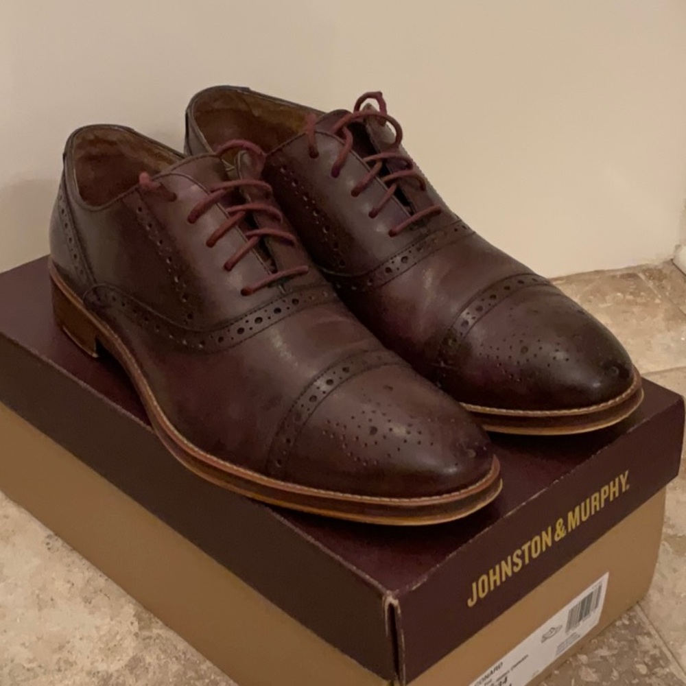 Johnston & Murphy Burgundy Leather Oxfords